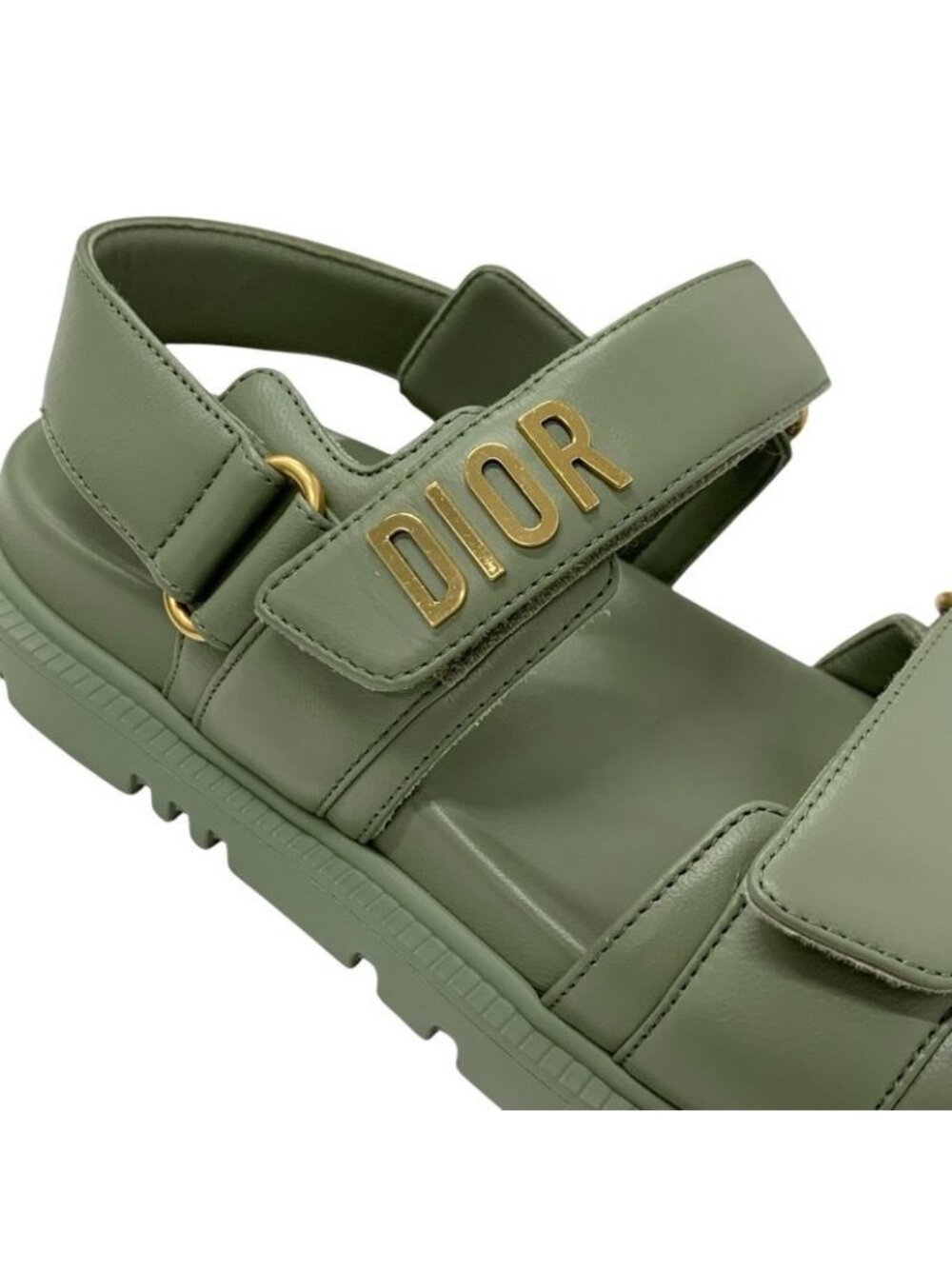 Christian Dioract Sandals Shoes Leather Green Logo Flat - Picture 9 of 9